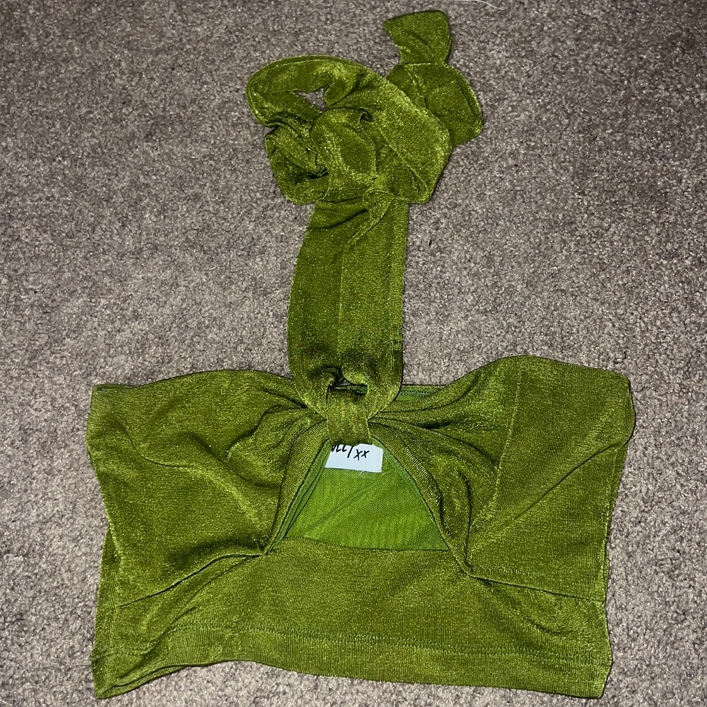Princess Polly green tied crop top